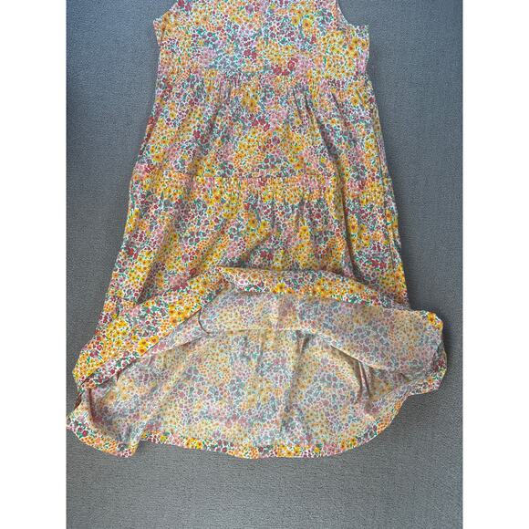 J. Crew Dress Floral Tiered Midi Multi Color Sleeveless 100% Cotton Size 12 - Picture 4 of 9